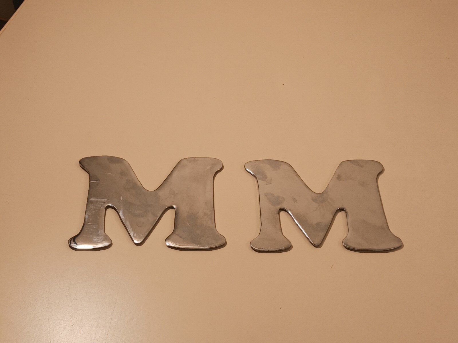 "M" Crome Letter 2X Acrylic Mirror Decal Peel & Stick Shatterproof Wall Decor