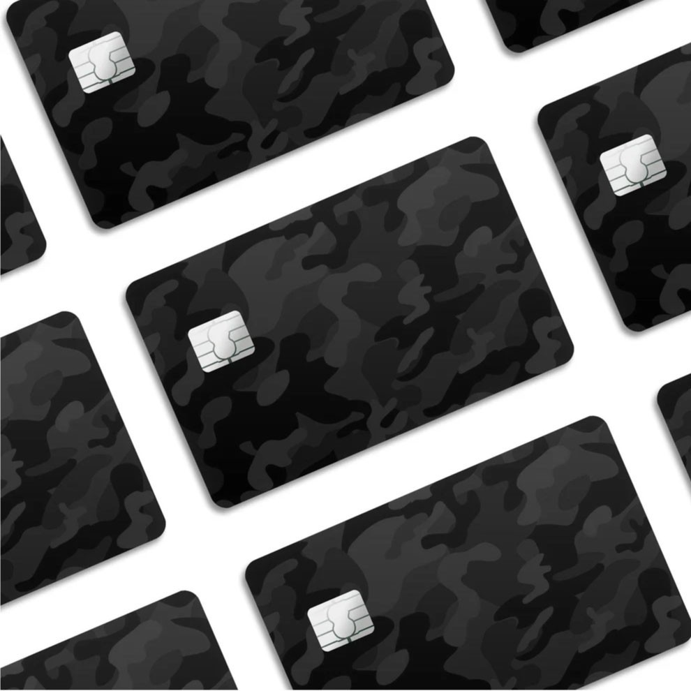 4 Pack Black Camo Credit Card Skin Set Military Tactical Urban Stealth Decals