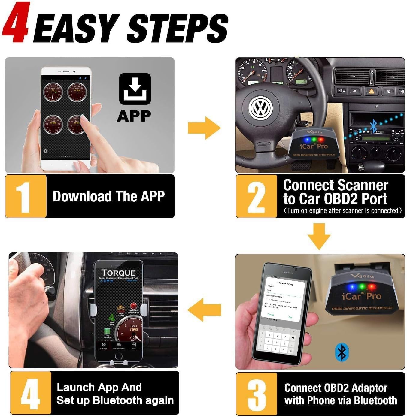 iCar Pro Bluetooth 4.0 (BLE) OBD2 Fault Code Reader OBDII Code Scanner Car Check