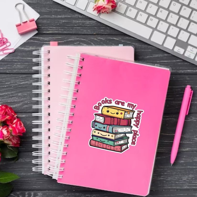 Books are my Happy Place Sticker, Peel N' Stick, Different Sizes