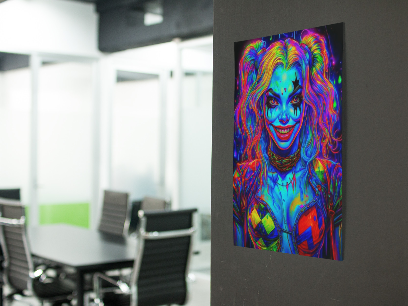 Harley Quinn Vivid Neon Wall Graphic Vinyl Decal Poster (Removable Adhesive)