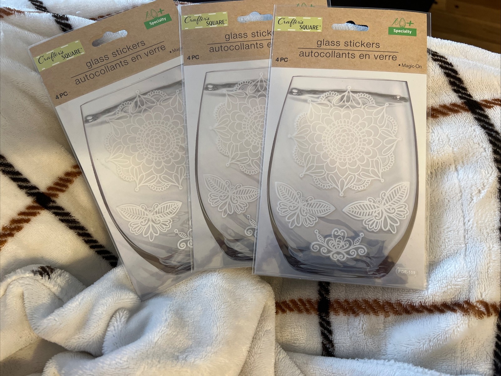 Glass Stickers 4-Piece Mandala White Decals For Your Crafts Lot Of 3