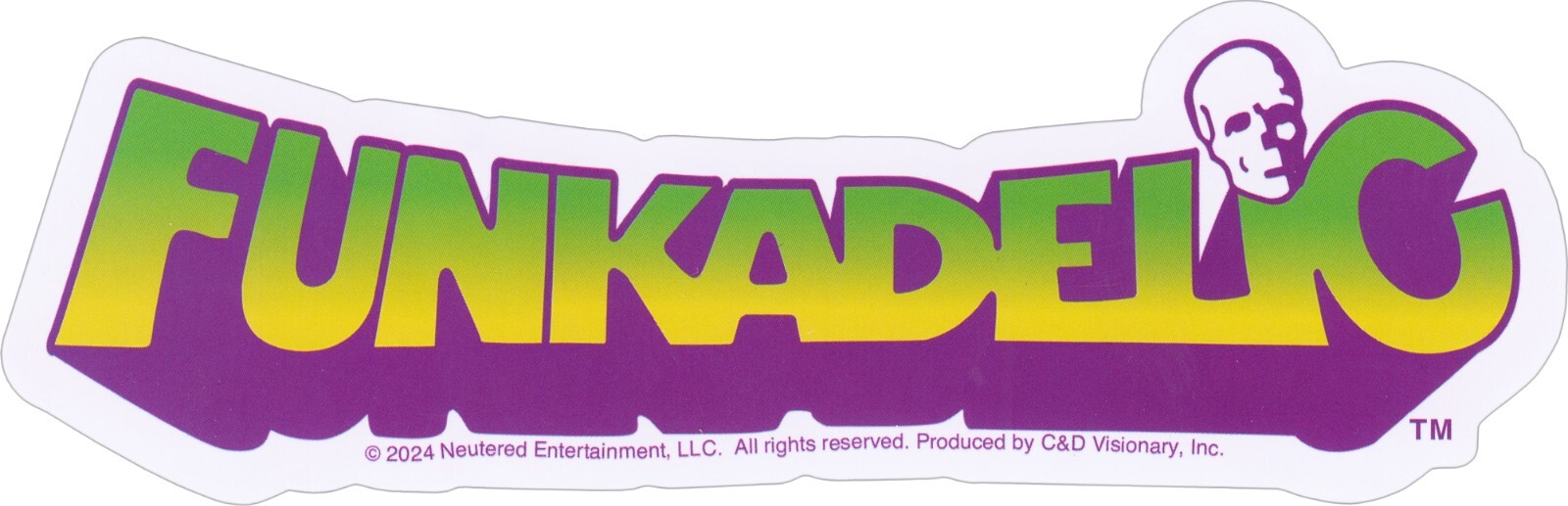 Sticker – George Clinton Funkadelic Purple Green P-Funk 6.13" x 2" Die Cut #5998