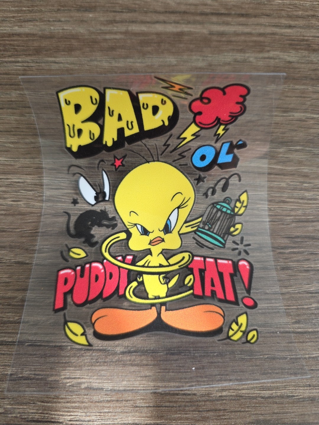 Funny Retro Looney Tune UV DTF Raised Decal Sticker Tweety Waterproof Laptop