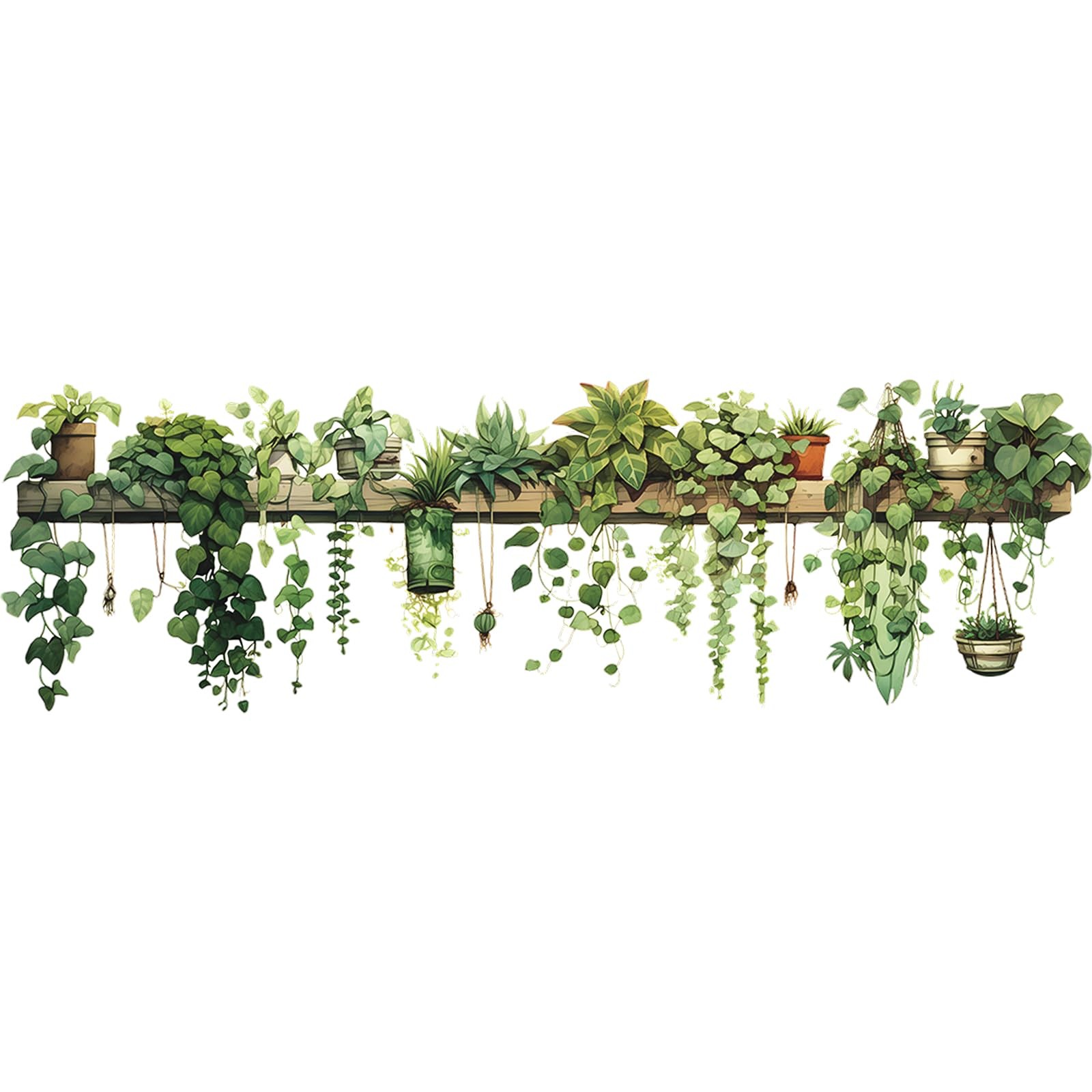 Nature Green Plants Peel and Stick Wall Decals Wallpaper, Removable Wall Deca…