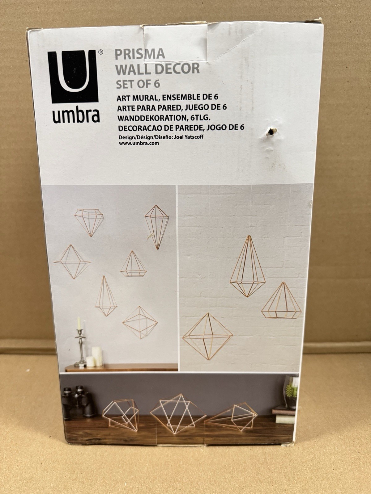 Umbra Prisma Wall Decor Set of 6 ' Geometric Copper Wire Art Sculpture