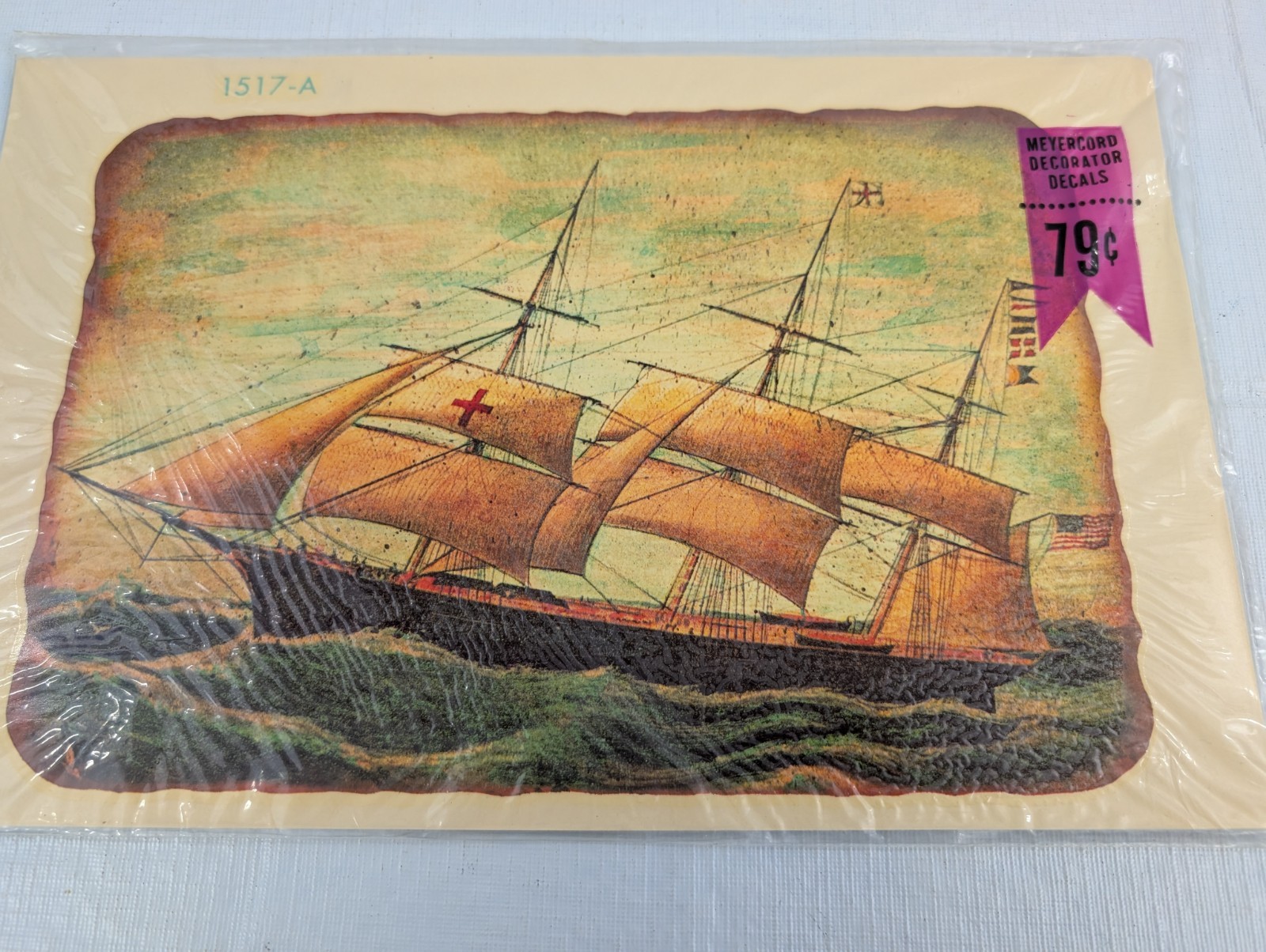 Vintage Meyercord Large Sailing Ship Decals, Lot of 2 One Open One Sealed