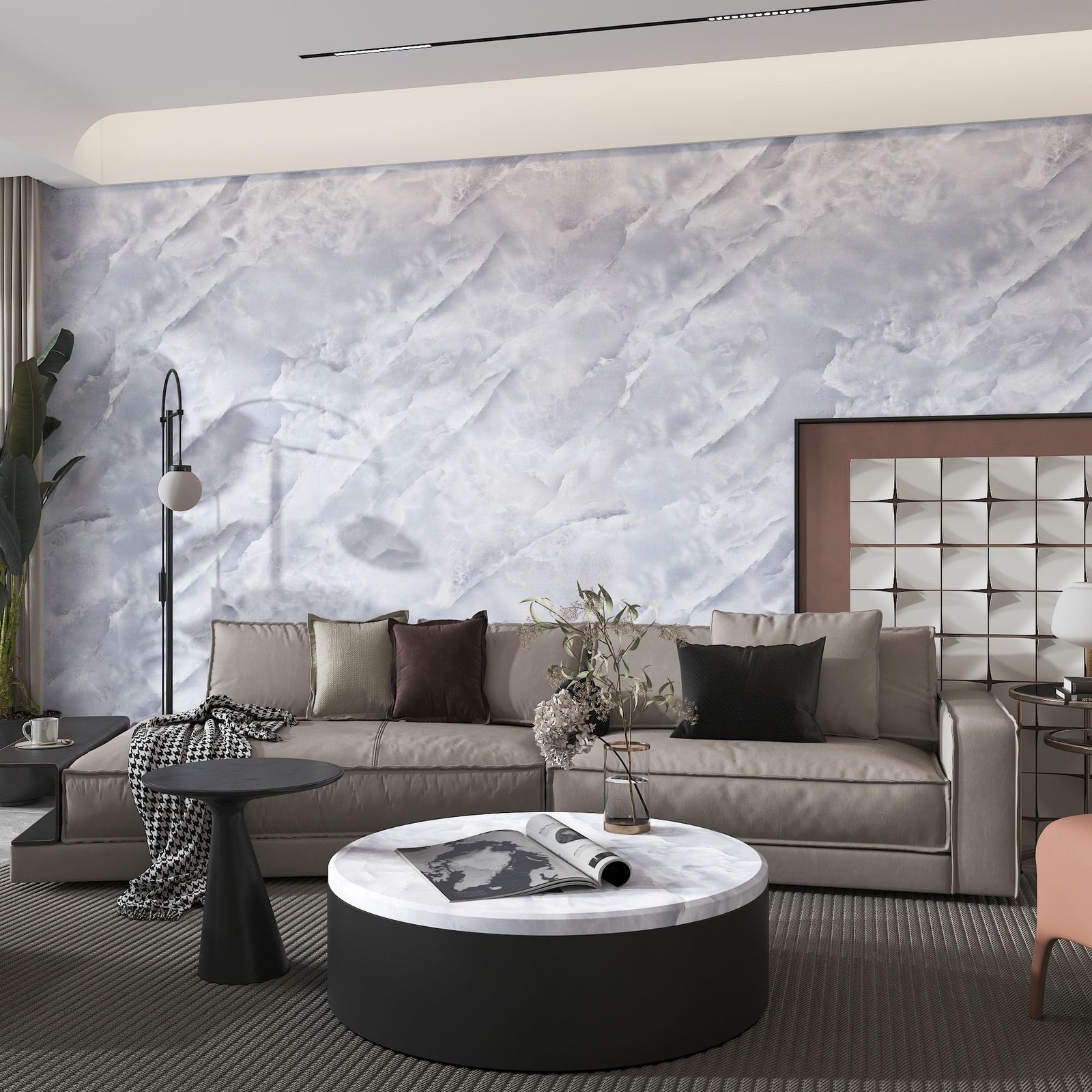 157"x 31" Wide White and Gray Marble Contact Paper for Cabinets Peel and Stic…