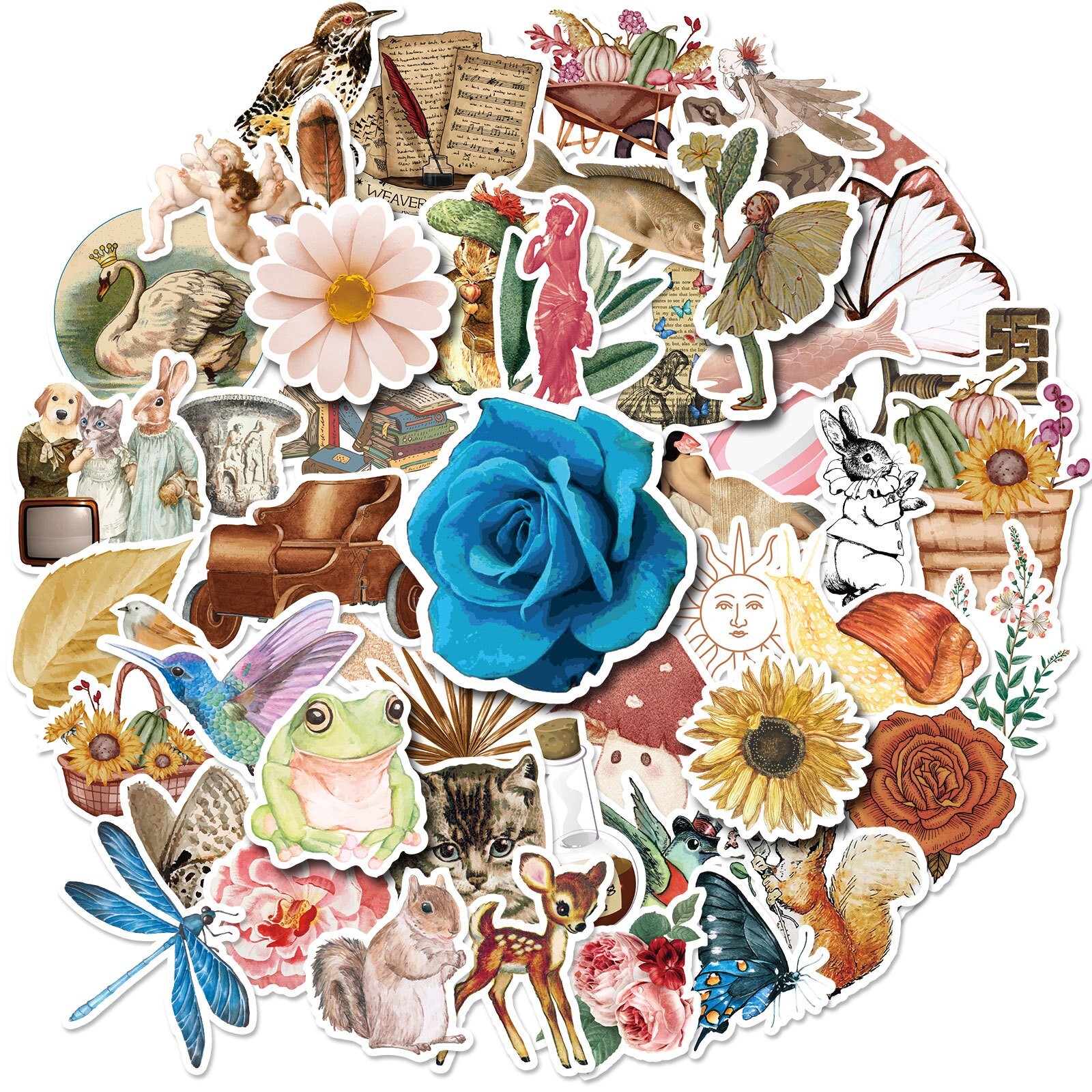 200pcs Retro Cottagecore Vintage STICKER PACK，#170171174200
