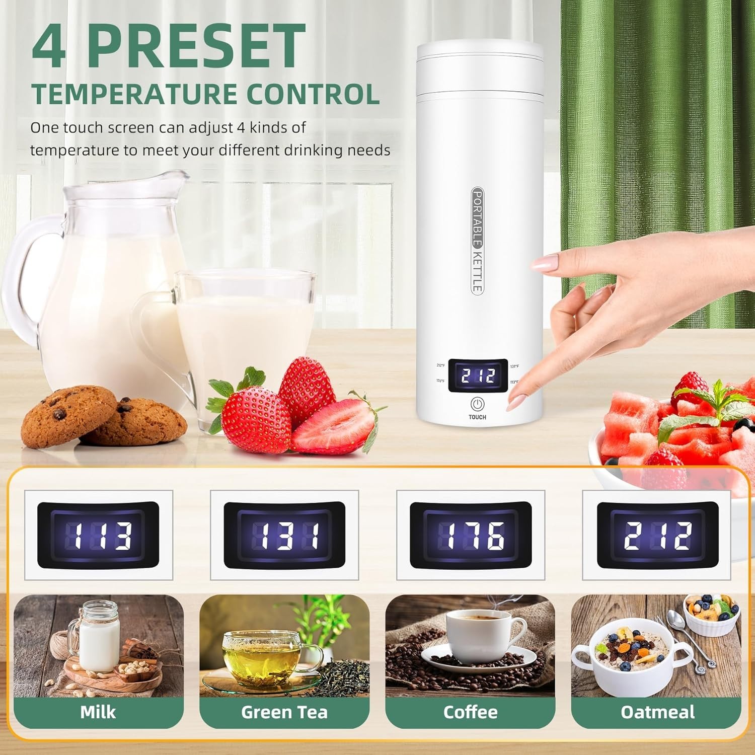 Travel Electric Kettle Small Portable Mini Water Boiler with 4 Temp Control