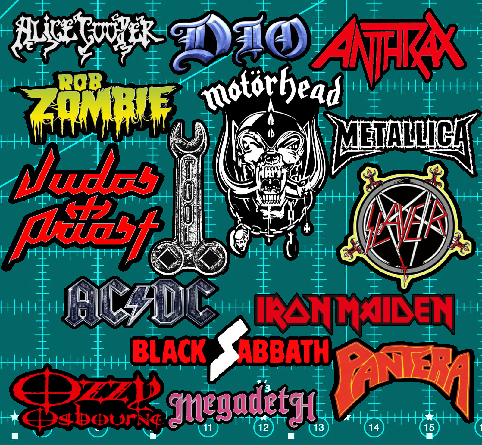 15 Heavy Metal Rock Band Logo Stickers -Clear, Holographic, or White – Megadeath
