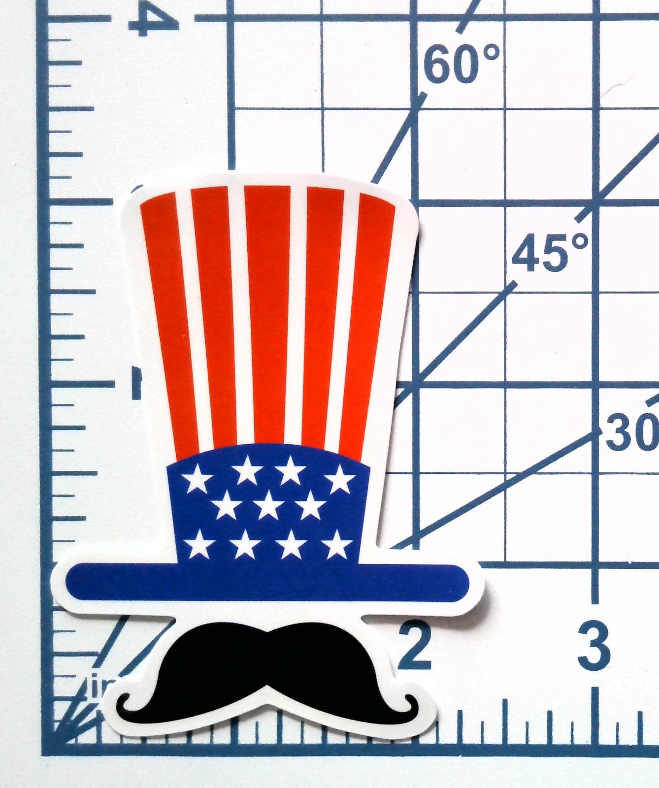 Patriotic Uncle Sam Hat Mustache Vinyl Sticker Vinyl Stick July 4th USA Decal