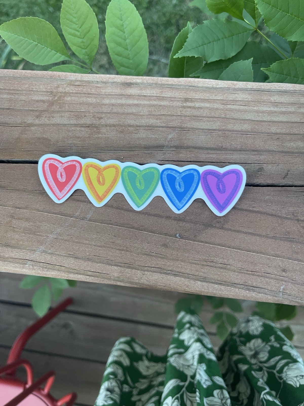 Rainbow Heart Garland Vinyl Sticker – Hand-Illustrated Decal