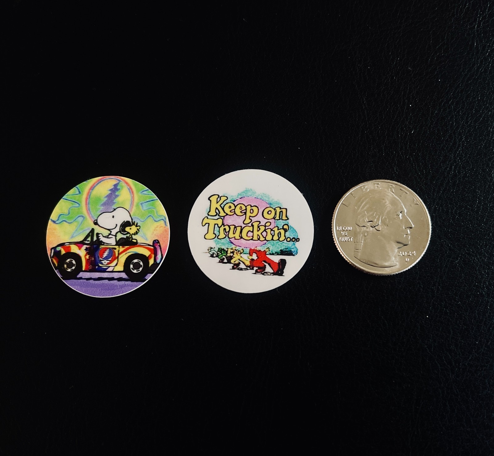 2pc Vintage Retro Style Round Stickers – 1.2" Psychedelic Art Decals