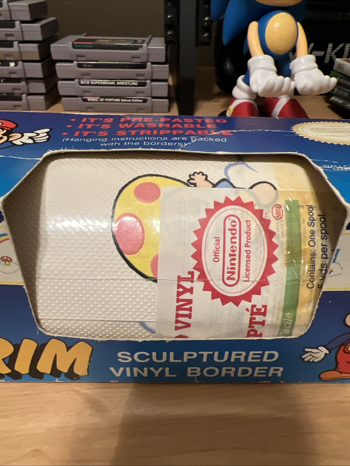 Nintendo Super Mario Vinyl Walltrim (1989) *Peach* New In Original Box 5 Yards