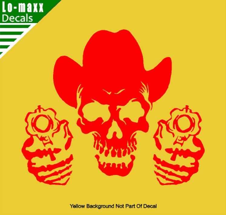 Cowboy Skull And Guns Western Country Car Truck SUV Quality Die Cut Vinyl Decal