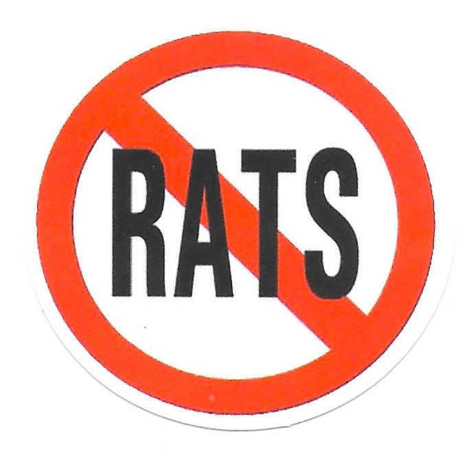 No RATS Prohibition Sign Vinyl Sticker Die Cut Funny Humorous Journal Scrapbook