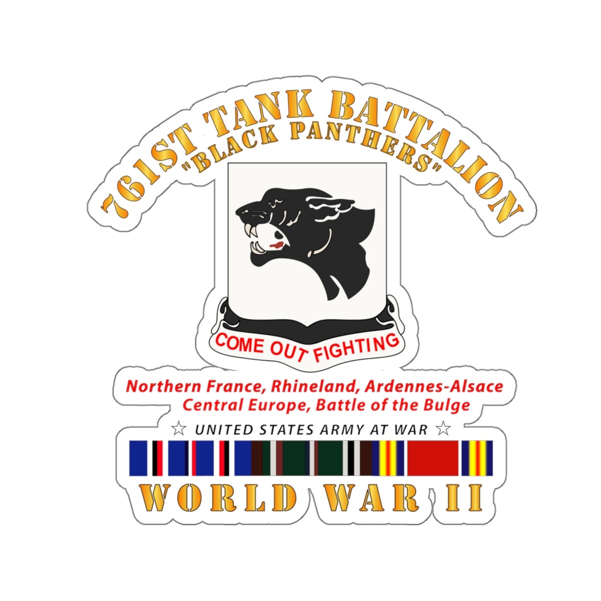 Kiss-Cut Stickers – 761st Tank Battalion – Black Panthers – WWII EU SVC
