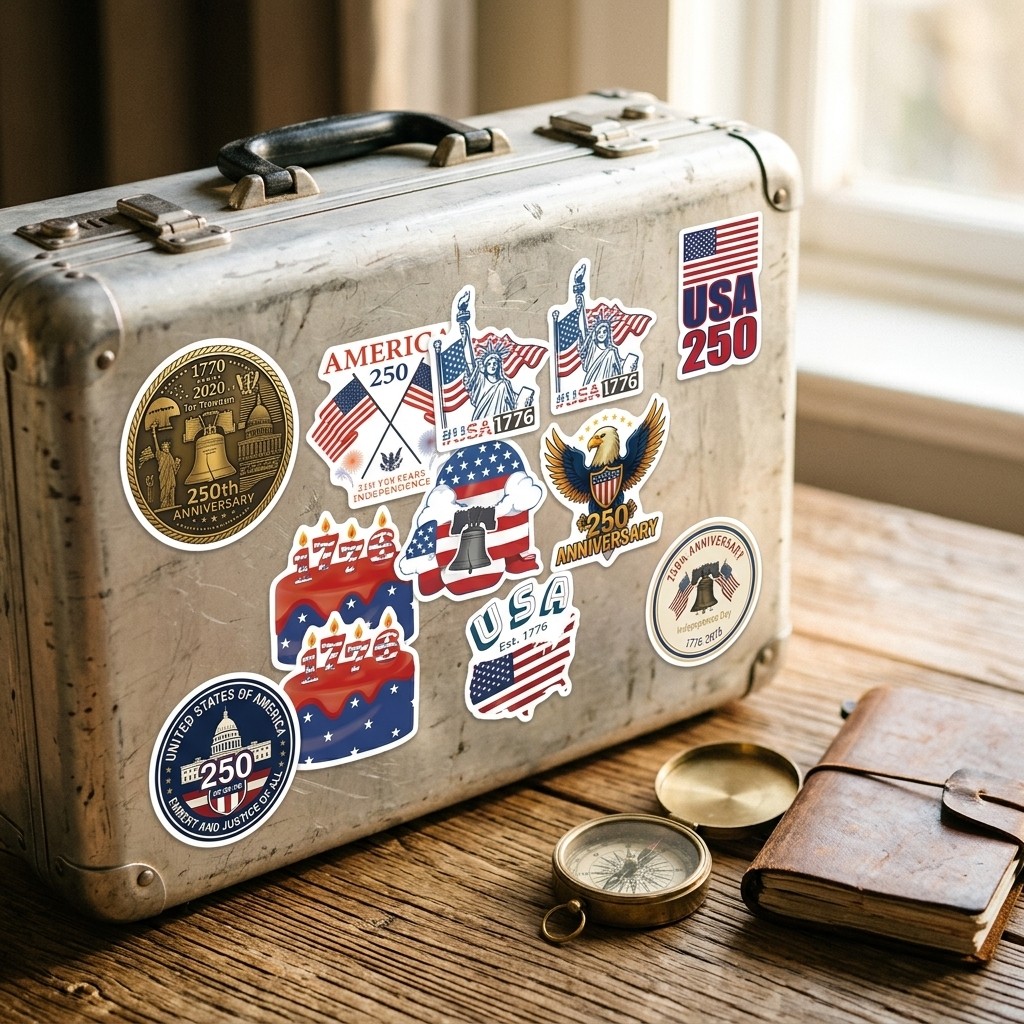 56Pcs 1776-2026America Anniversary Stickers Assorted Patriotic Decorative Decals