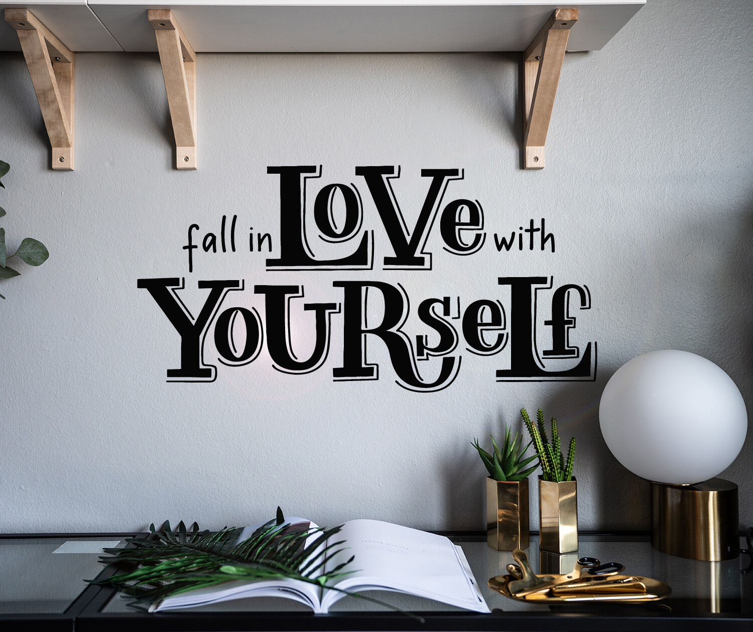 Vinyl Wall Decal Motivational Quote Love Yourself Stickers 22.5 in x 11 in gz060