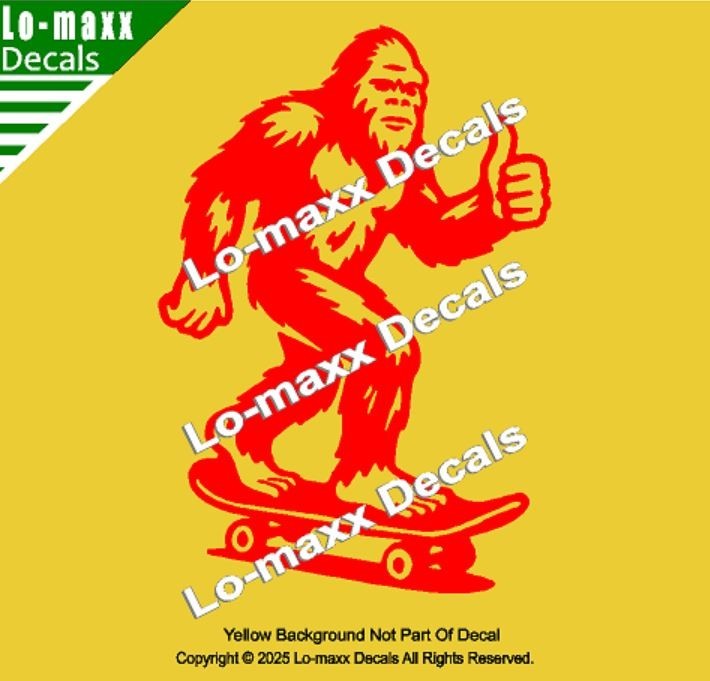 Sasquatch Yeti Skateboard Car Truck Funny Bigfoot Vinyl Sticker Die Cut Decal