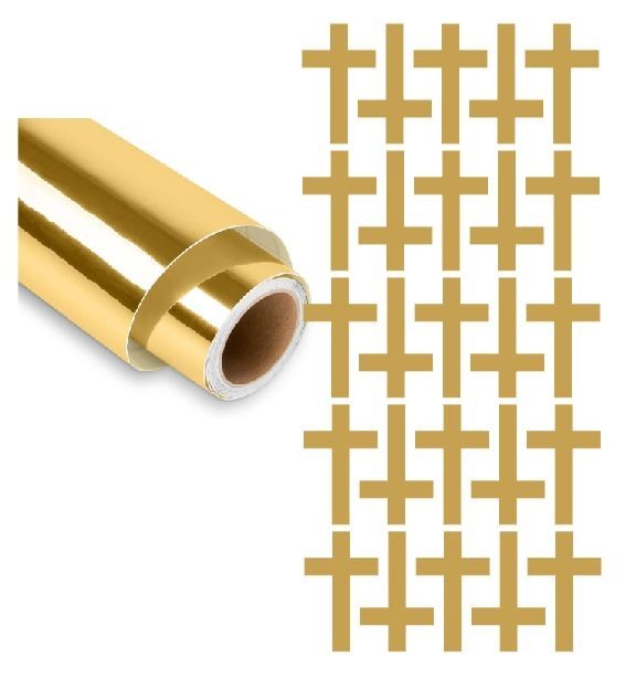Cross Stickers Chrome Gold 1.5" Religious Envelope Seals Church DC30