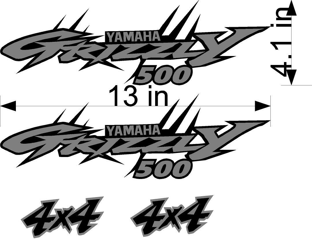 Yamaha Grizzly 4×4 500 Edition ATV Tank Decal Sticker kit Custom Silver