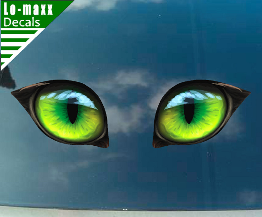 Pair Of Green Cat Eyes Various Sizes Superior High Quality Printed Vinyl Decal