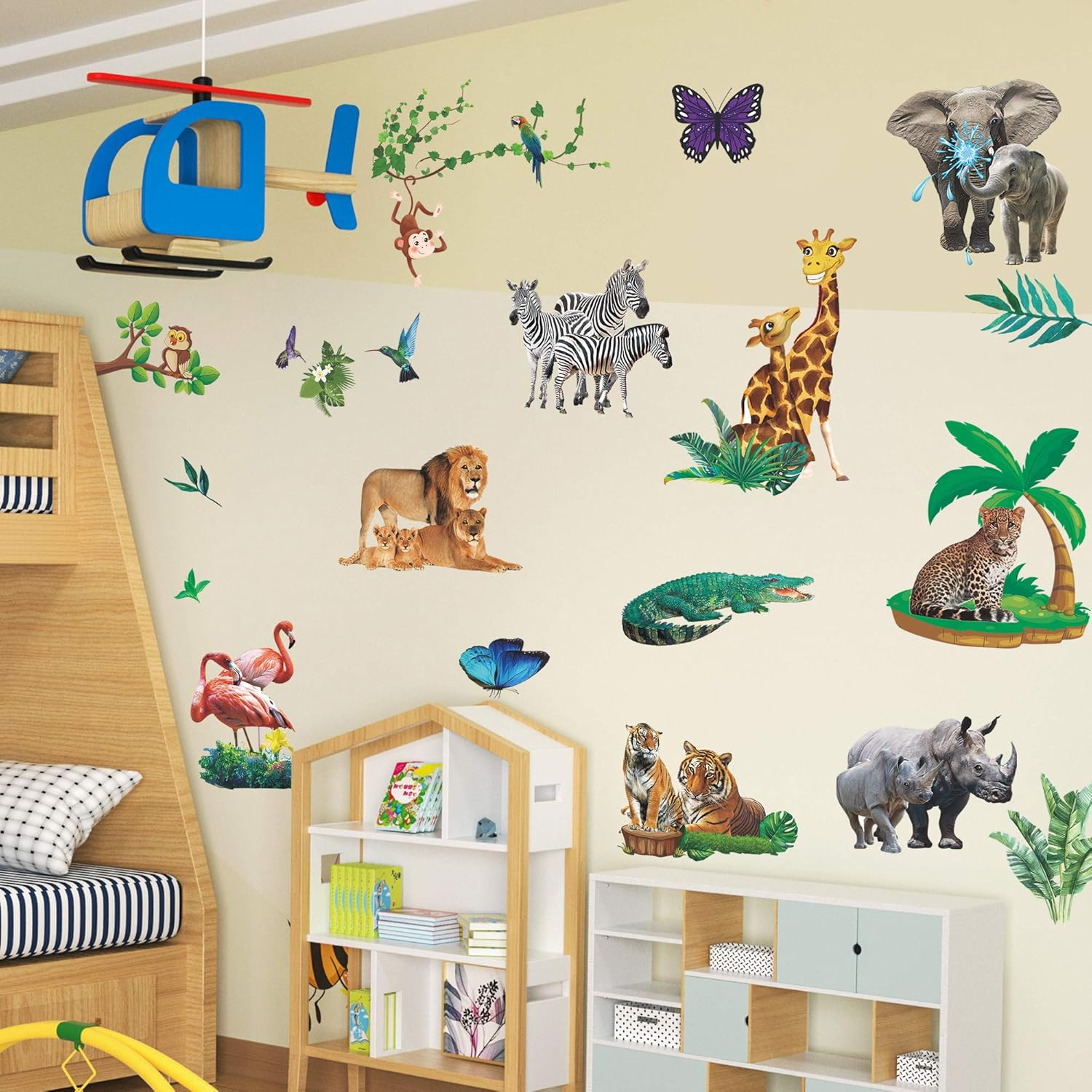 Lifelike Jungle Animal Wall Decals Safari Wild Animal Wall Stickers Removable Li