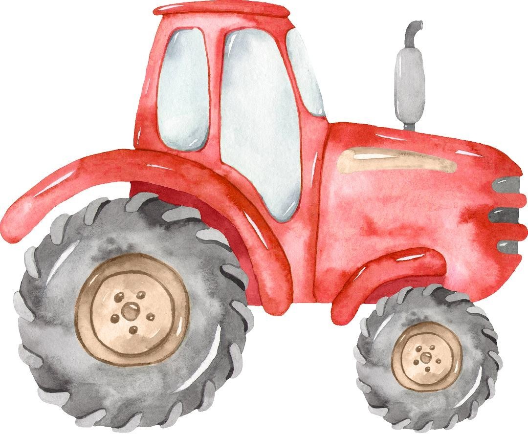 Watercolor Red Farm Tractor Wall Decal Removable Fabric Vinyl Wall Sticker