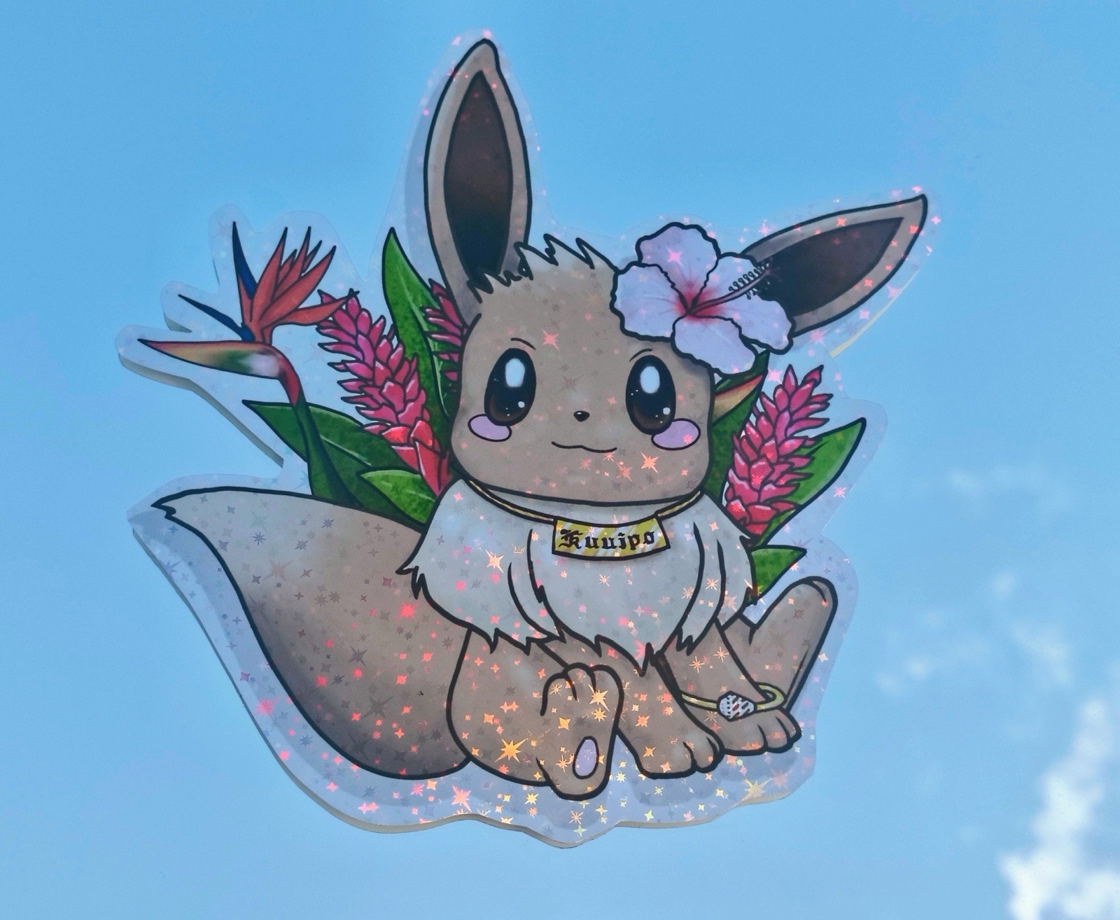 Custom Art Pokémon Sticker – Tropical Kuuipo Eevee – Hawaii Style