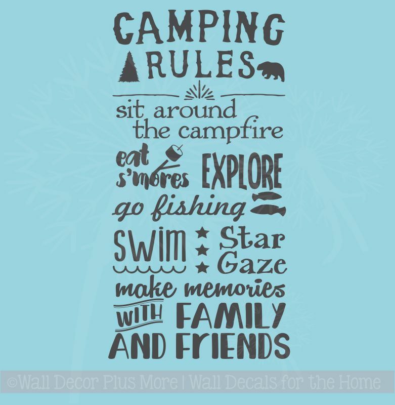 Camping Rules Subway Art Wall Decals Sticker Camper RV Camp Quote Saying 37×20