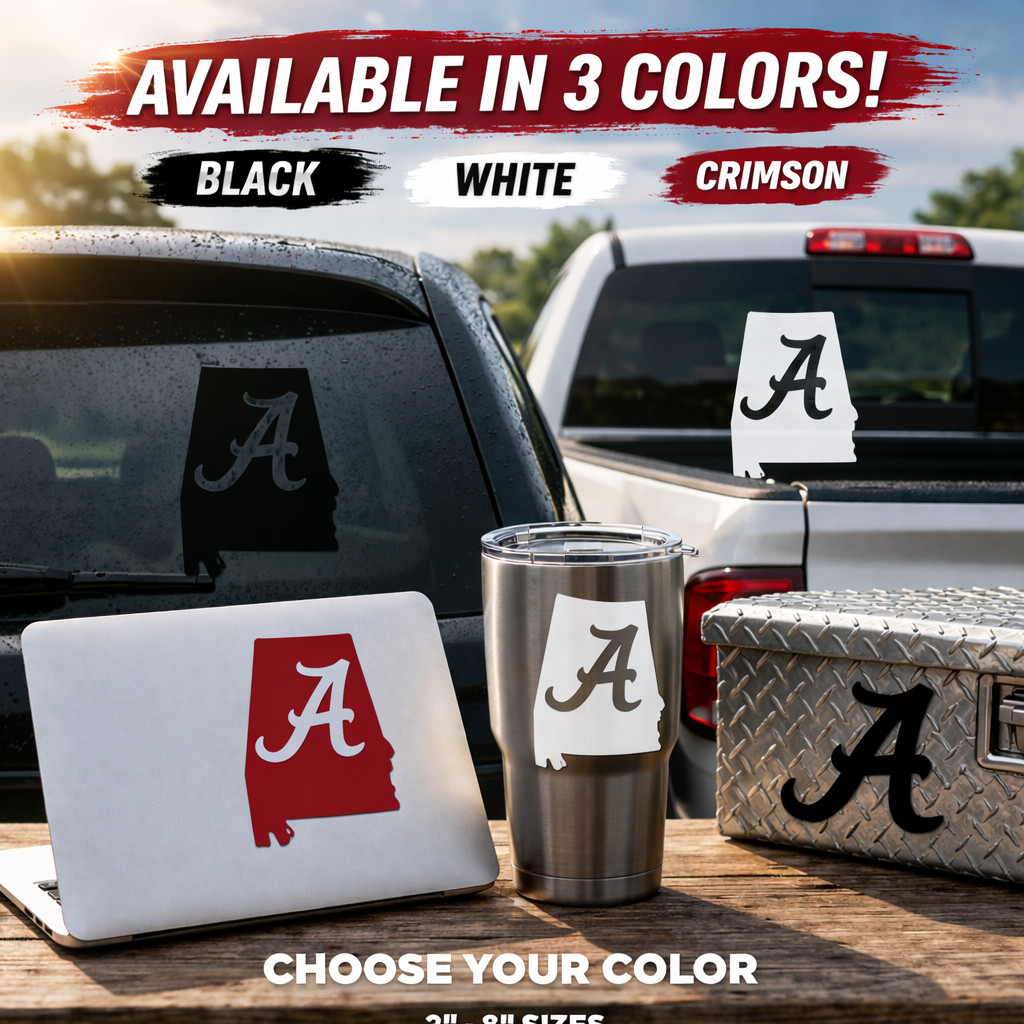 Alabama A Style State Outline Decal Sticker Car Truck Laptop Waterproof Vinyl
