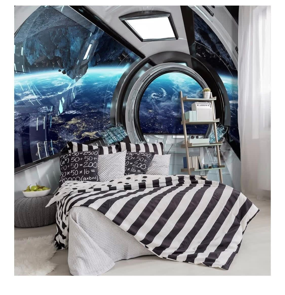3D Capsule Space Fabric Wallpaper Living Room Bedroom Bathroom Boys Girls 91×65"