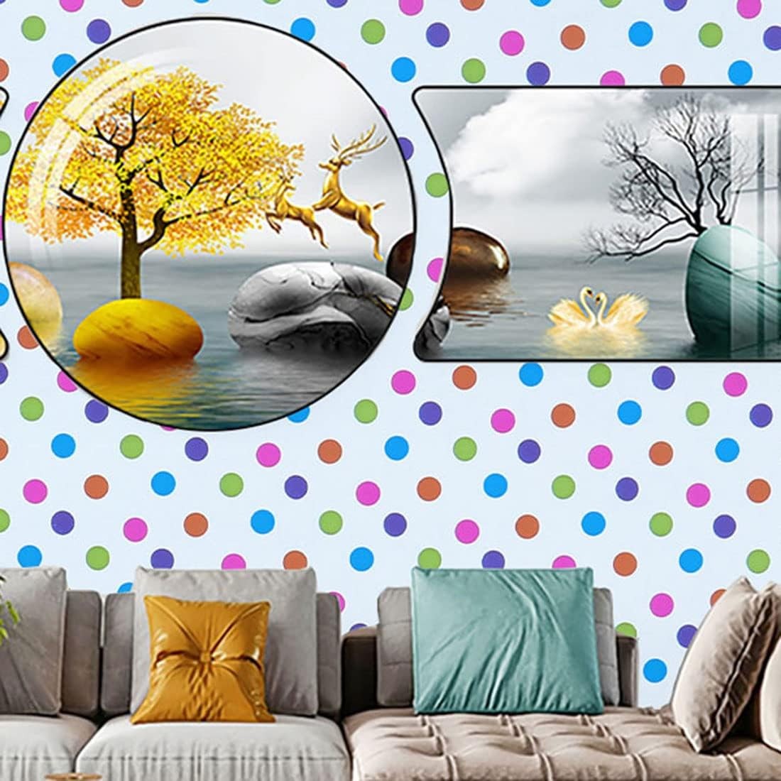 Colorful Dots Contact Paper Peel and Stick Polka Dot Wallpaper 17.7" x 117" Deco