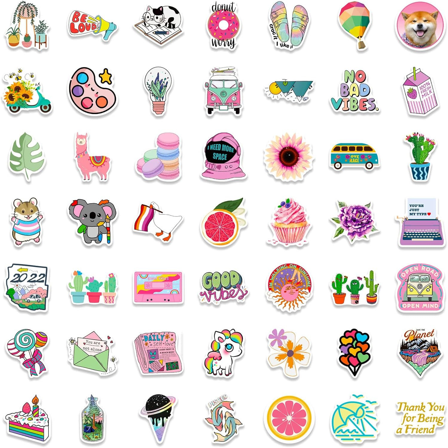 Art Stickers for Kids Teens Adults, 100 Pcs Cute Aesthetic Vinyl Waterproof Stic