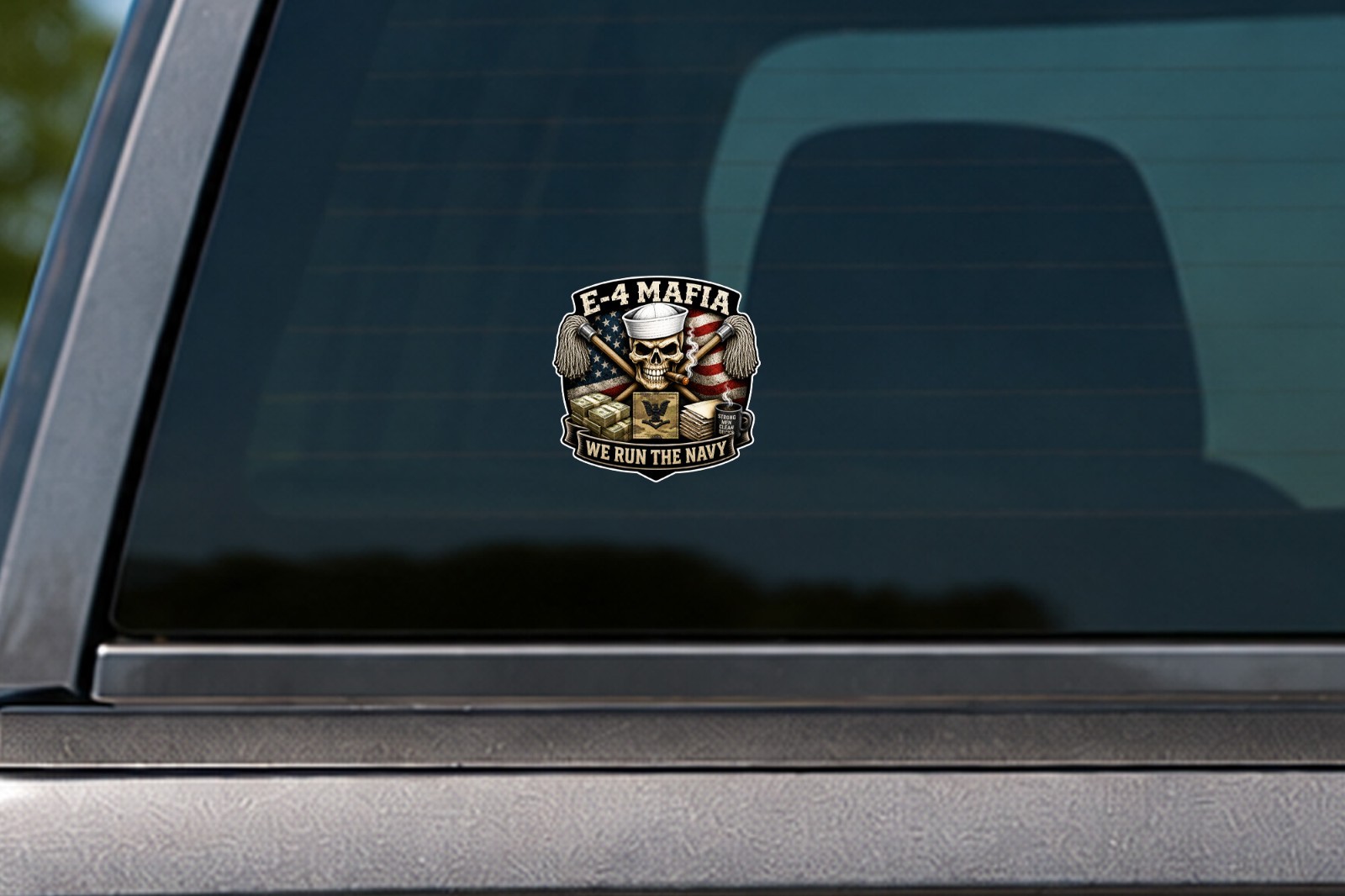 Navy E-4 Mafia Decal Sticker Weather Resistant Window Car Laptop Tumbler