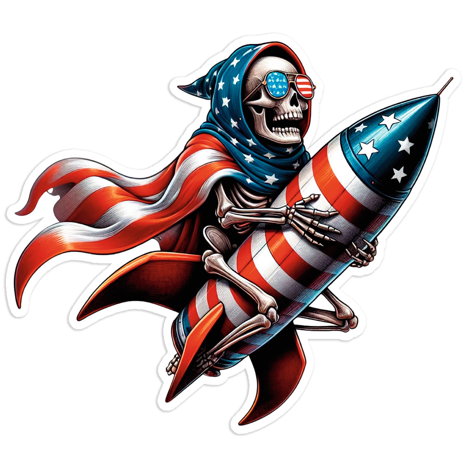 American Skeleton Bomb Missle – Vinyl Decal Sticker – Car Window Laptop – #101