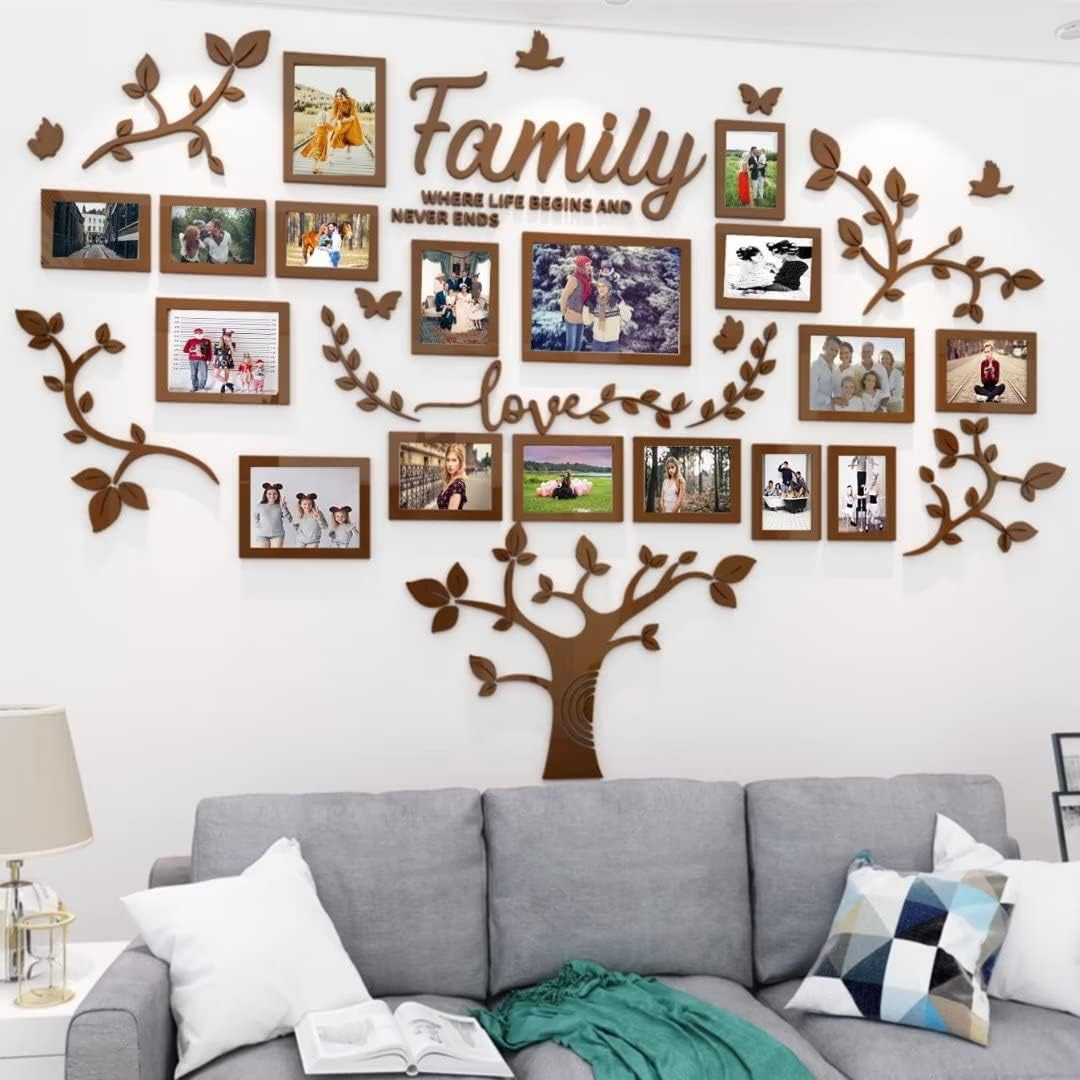 Wall Decor Living Room Family Tree Wall Decor Sticker 3D Picture Frames Collage