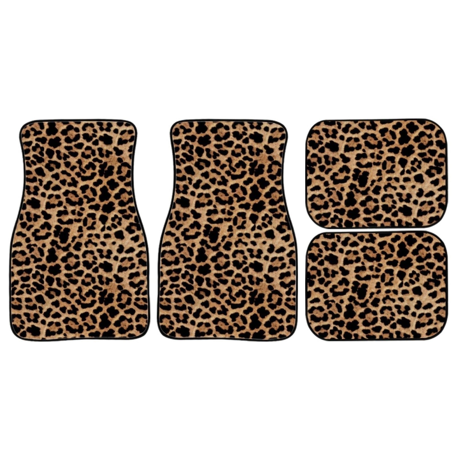 Leopard Car & Auto Floor Mats Women Men 4-Piece Full Set All Weather Universa…