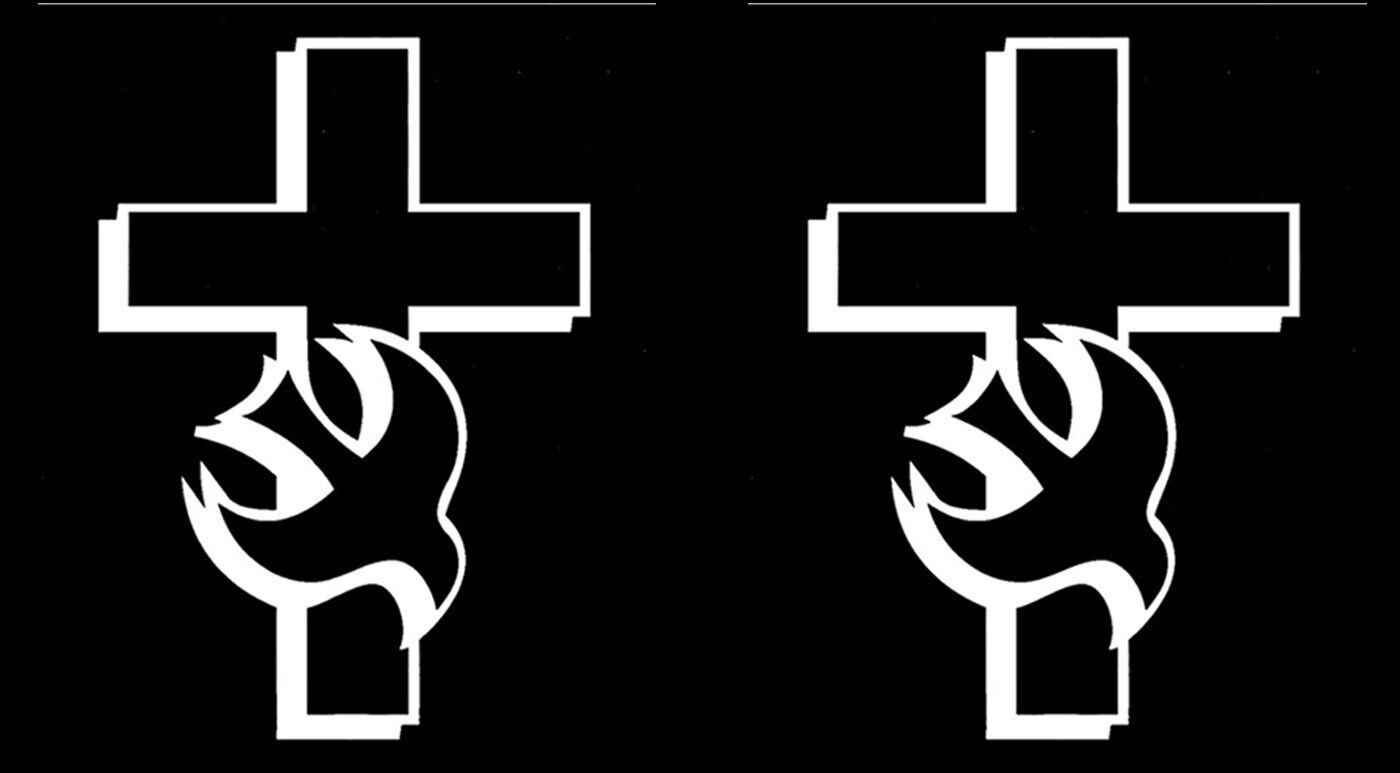 Cross with Dove TWO White Vinyl Decal Car Windows Laptop Notebook Tablet Tumbler