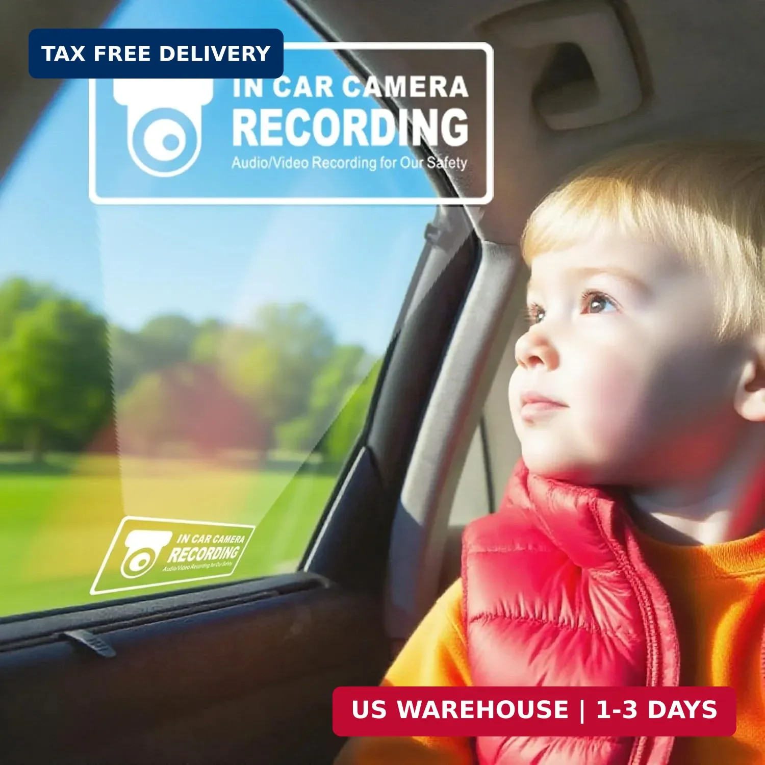 in Car Camera Recording Sticker, 2"x 5" Video Surveillance Sign Vehicle Decals,