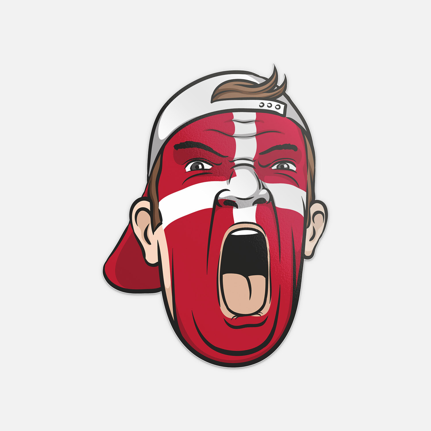 Denmark Football Fan With National Flag Vinyl Sticker Decal