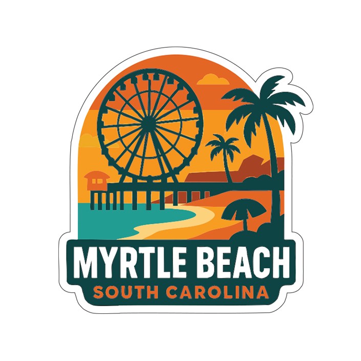 Myrtle Beach Sticker Decal Vinyl Die-Cut City Skyline Landmark Design
