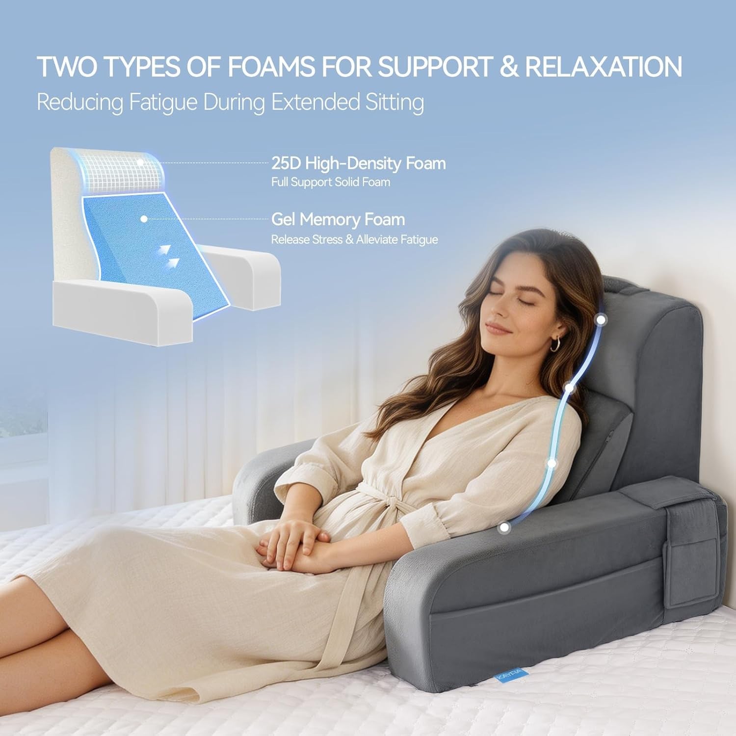 Reading Pillow, 10 in 1 Back Pillow for Bed Sitting up with Detachable Arms Rest