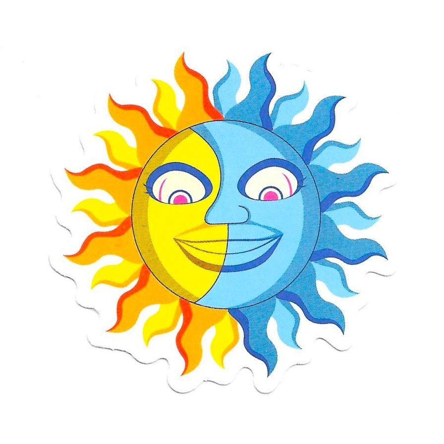 Celestial Sun and Moon Vinyl Sticker Retro 90s Aesthetic Hippie Spirit Decal