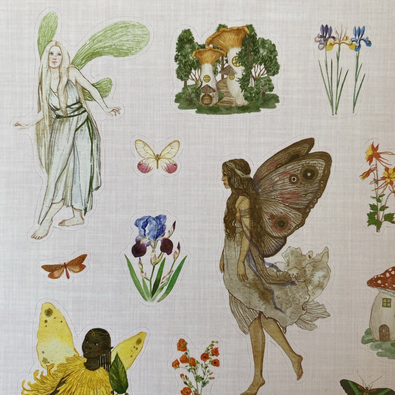 Multicultural Adult Fairies House Flowers Butterflies Stickers Mushrooms New Fun