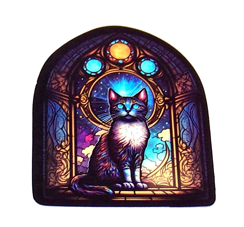 STAINED GLASS – Die Cut Sticker Decal Stained Glass Cat