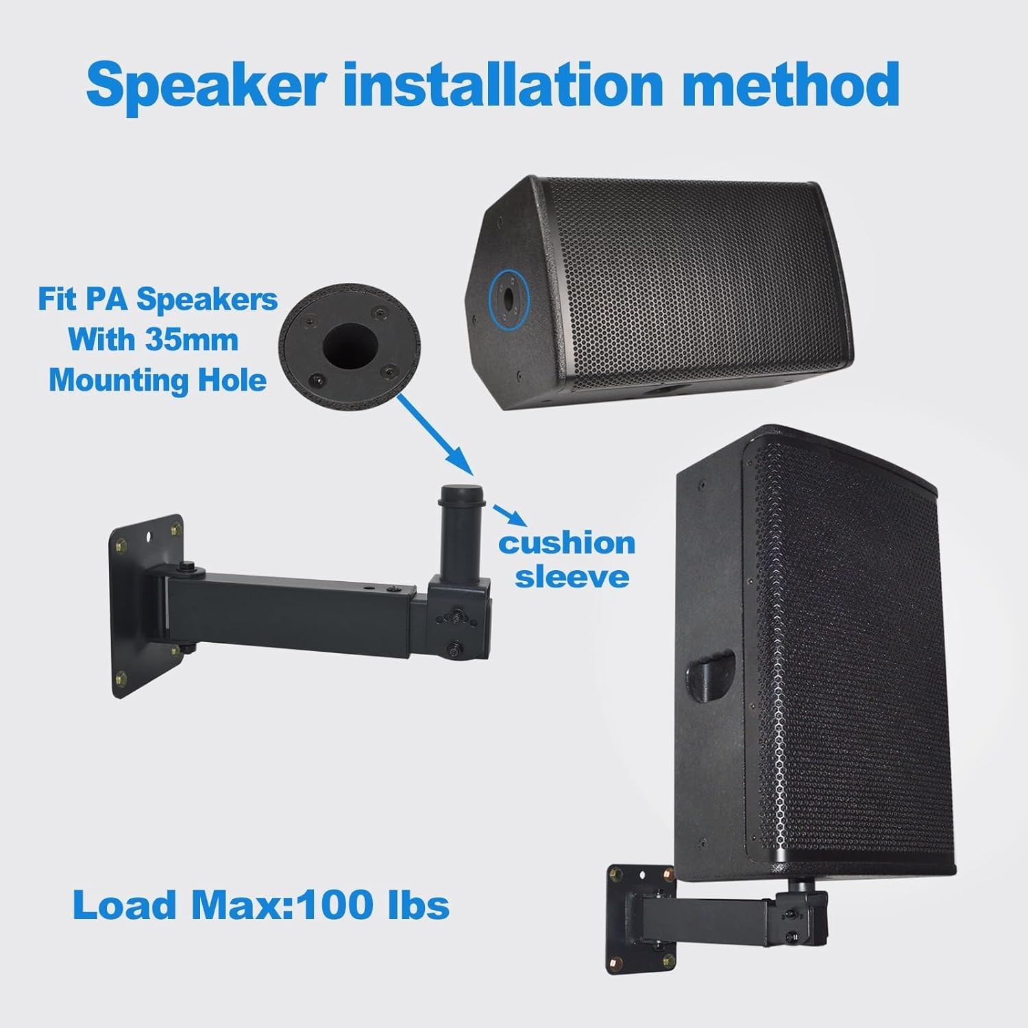 Heavy Duty Speaker Wall Mount,Adjustable Tilt & Swivel Wall Mount Brackets for P