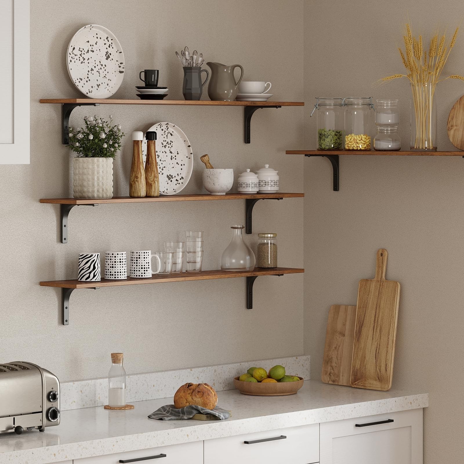 DINZI LVJ Long Wall Shelves, 47.3Inch Wall Mounted Shelves Set of 2, Extra La…